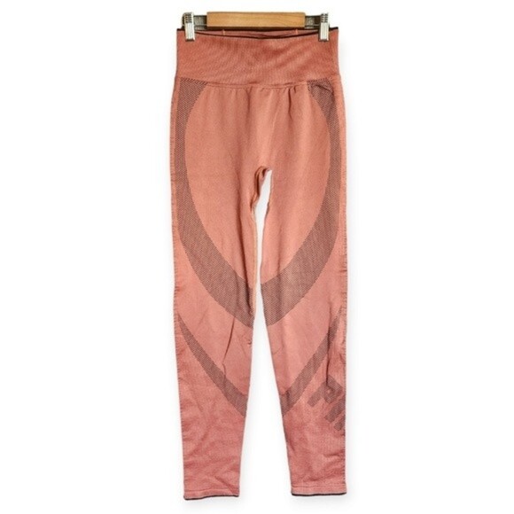PINK Victoria's Secret Pants - PINK Active Orange Seamless High Rise Athletic Leggings Size M Black Contrast